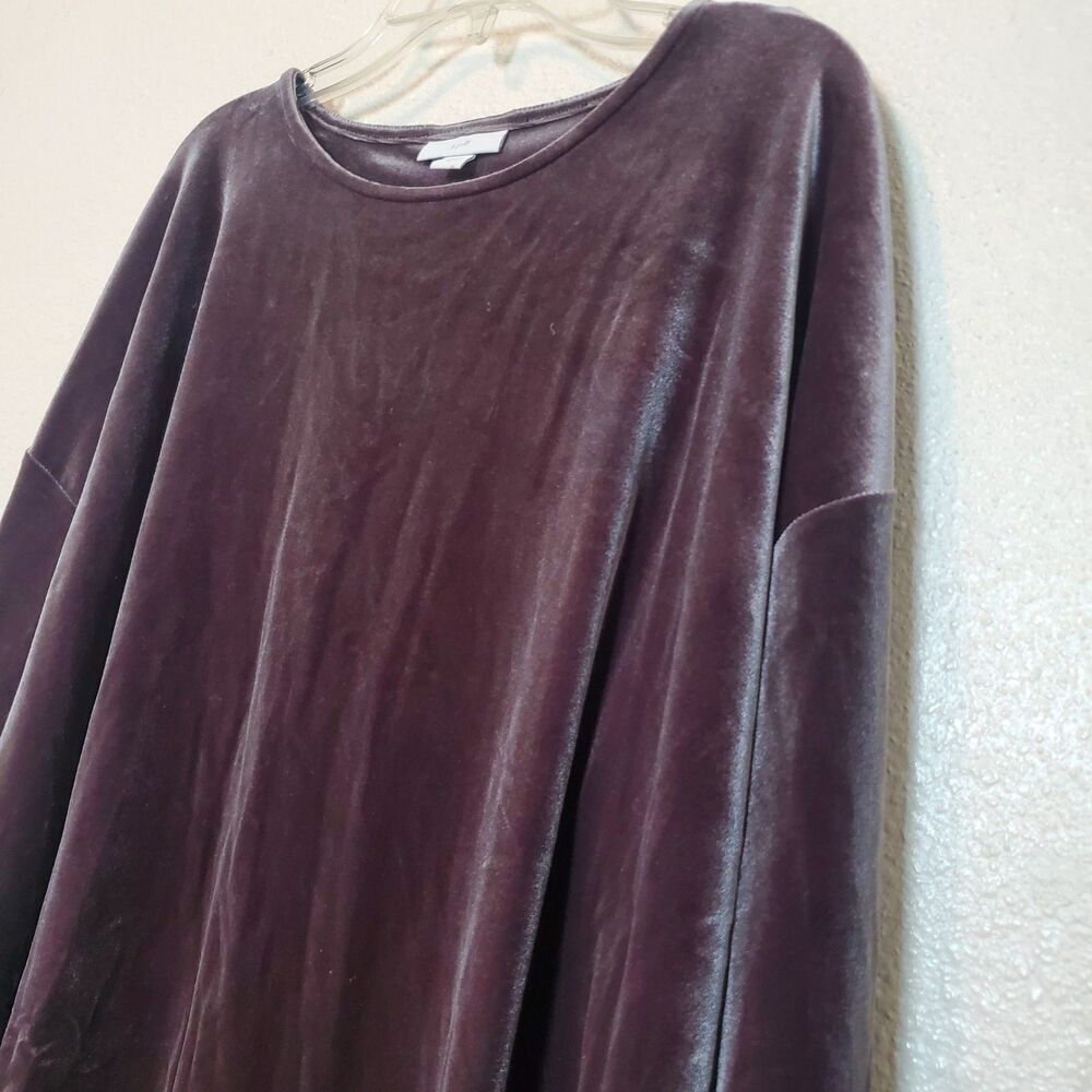 J. Jill Women Top Blouse‎ Shirt Sz L Brown Velvet Boat Neck Long Sleeve Hi-lo - Picture 3 of 16